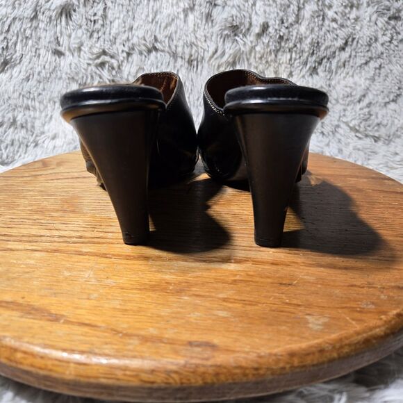 Soft Womens Size 8.5 Leather Open Toe Comfortable Slip on Heels Winter Discount - Picture 4 of 11